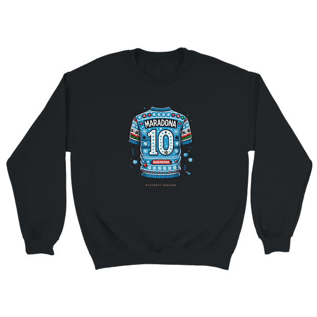 "Maradona Xmas Shirt" Sweatshirt - Exclusive 2024 Holiday| Footballshirt.online - Footballshirt.online