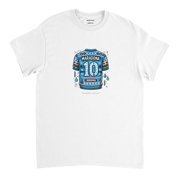 "Maradona Xmas" Tee - Exclusive 2024 Holiday - Footballshirt.online